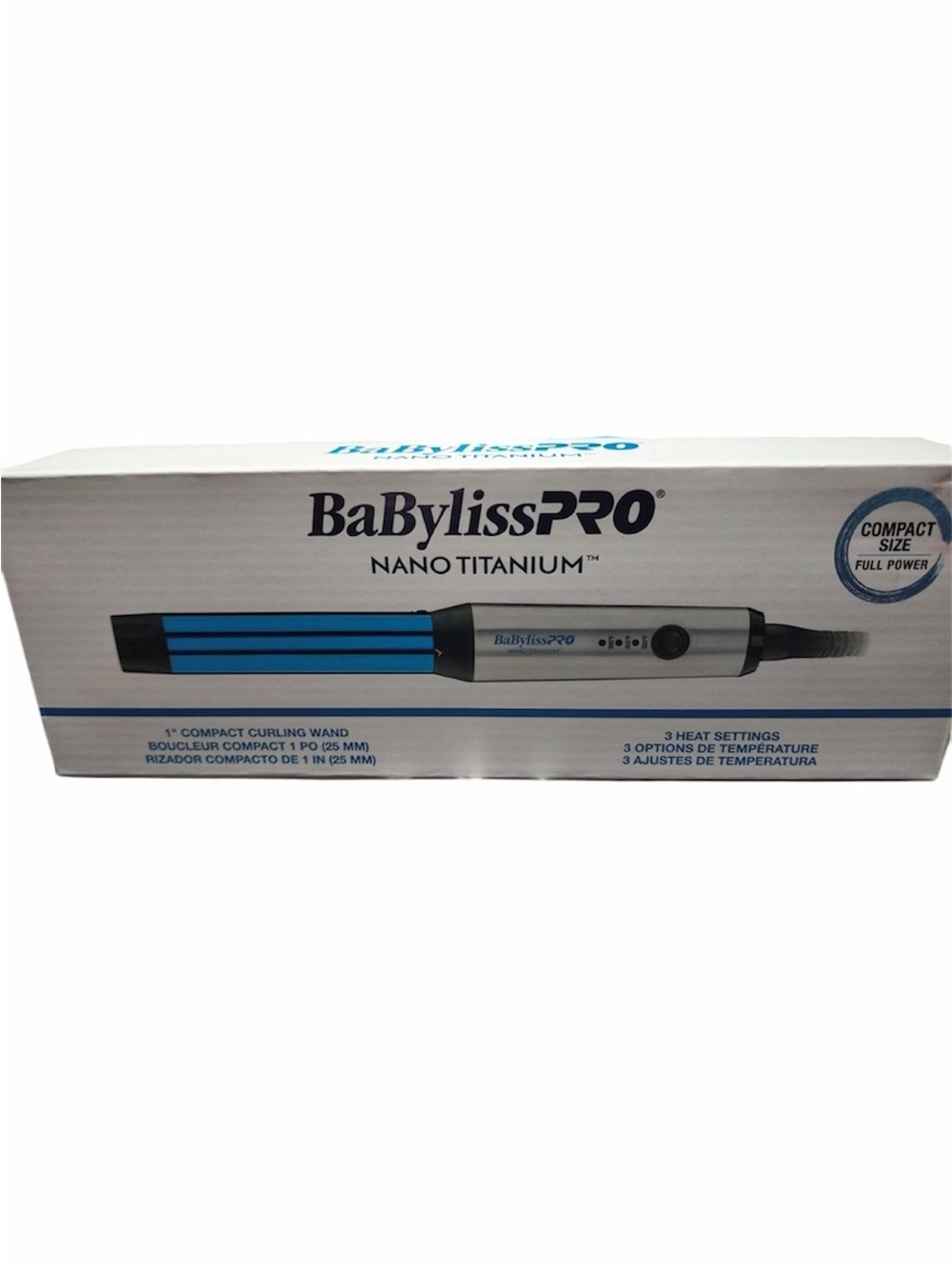 BaBylissPRO Blue and Silver Nano Titanium Hair Curling Iron - Boxed